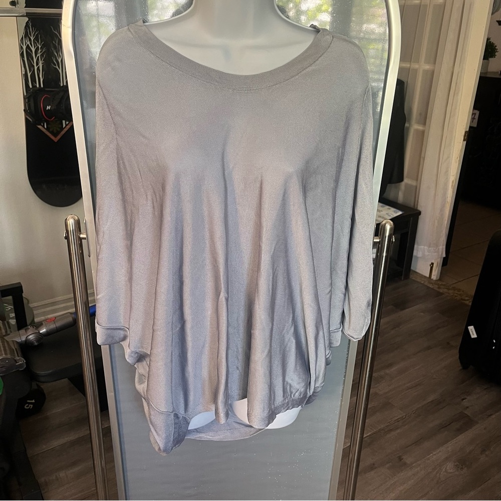 COS Womens Grey Blue Batwing Fine Knit Draped Top Size Medium Minimalist Relaxed